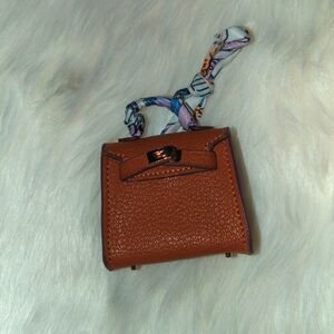 Leather Handbag mini purse with a twilly